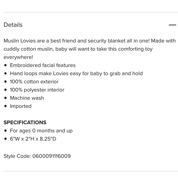 3/ $20 - Lulujo Bunny Muslin lovey - Picture 4 of 5